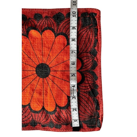 Orange & Black Floral MCM Placemat & Napkin Set Linen Cotton Boho 1970s READ - Picture 9 of 13